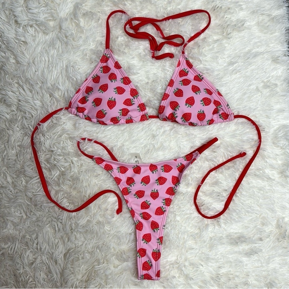 Pink Strawberry Bikini Set